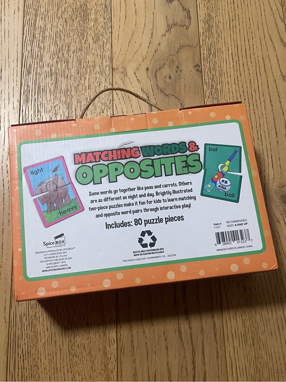 SpiceBox Match and Learn Matching Words & Opposites educational puzzle set